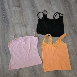 No Boundaries Camisole Trio - Black, Pink, Orange